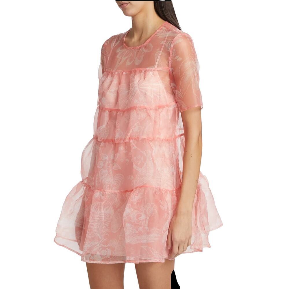 Staud Mini Hyacinth Babydoll Dress  Size Small NWT Cherry Blossom Ivory Toile